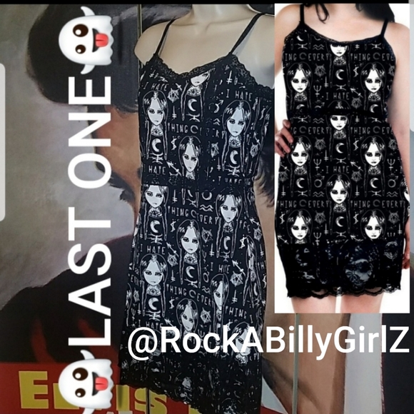 Rat Baby | Dresses | Too Fast I Hate Everything Wednesday Addams Bodycon  Pentagram Witch Slip Dress